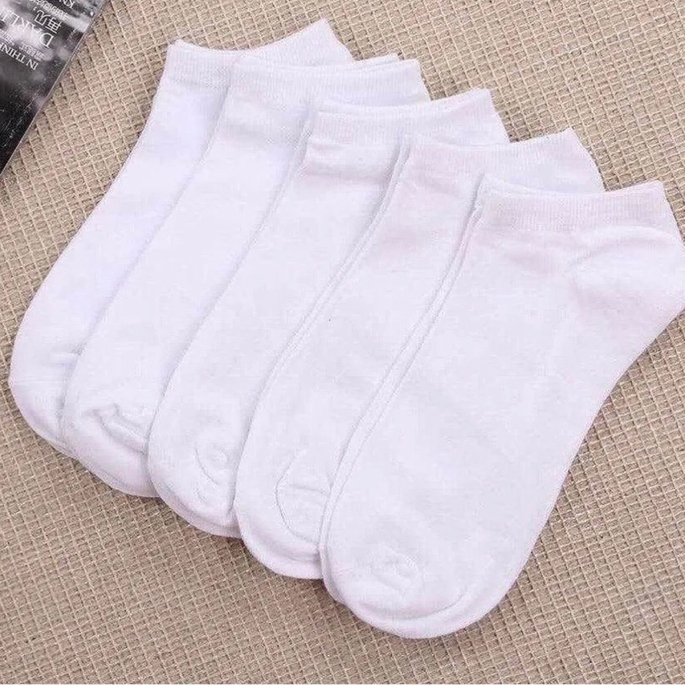 5 Pairs Mens Women Loafer Non Slip Invisible Non Slip Soft Short Socks : White